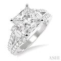 Princess Shape Semi-Mount Diamond Engagement Ring