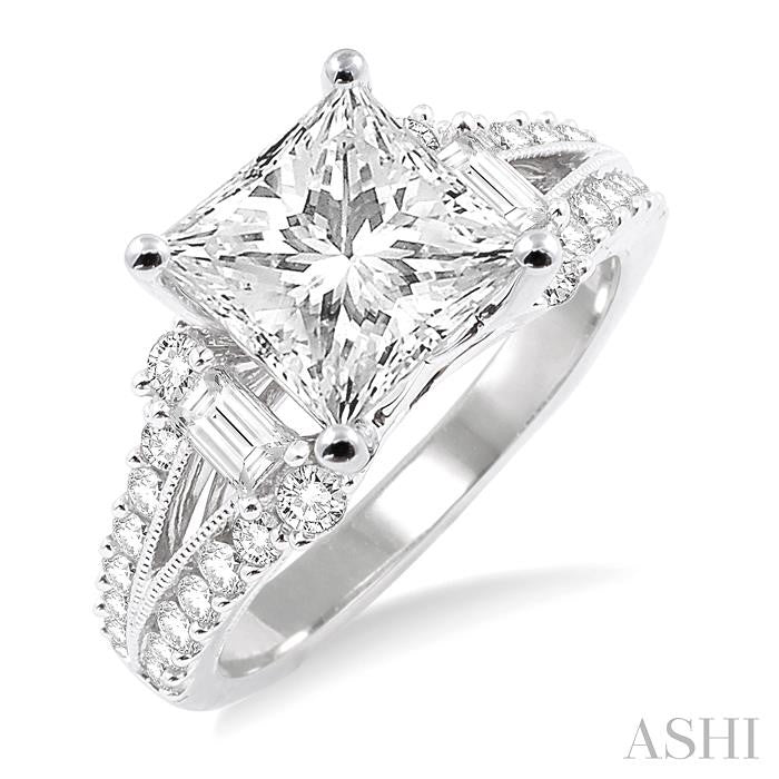 Princess Shape Semi-Mount Diamond Engagement Ring