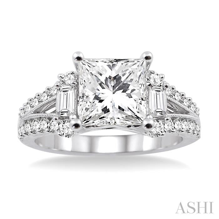 Princess Shape Semi-Mount Diamond Engagement Ring