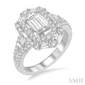 Emerald Shape Semi-Mount Halo Diamond Engagement Ring
