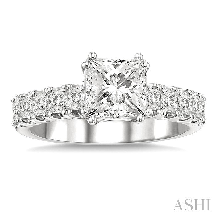 Princess Shape Semi-Mount Diamond Engagement Ring