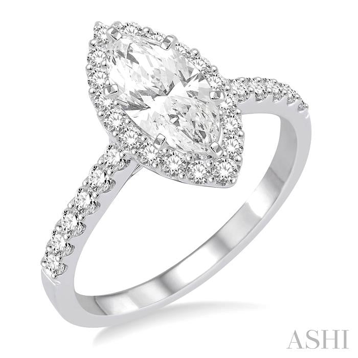 Marquise Shape Halo Diamond Engagement Ring