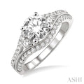 Round Shape Semi-Mount Diamond Engagement Ring