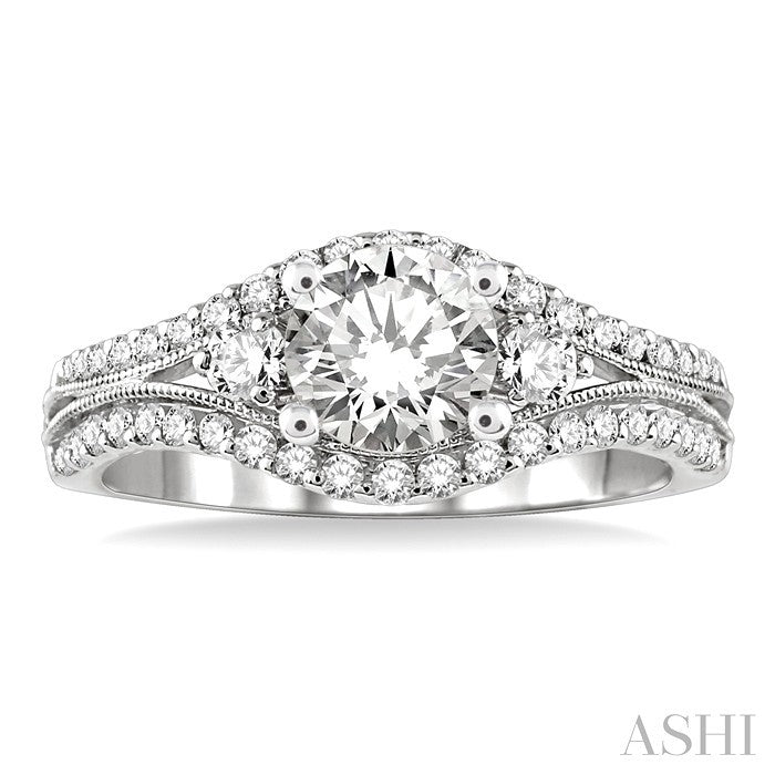 Round Shape Semi-Mount Diamond Engagement Ring