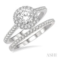 Round Shape Halo Diamond Wedding Set