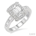 Emerald Shape Halo Diamond Engagement Ring