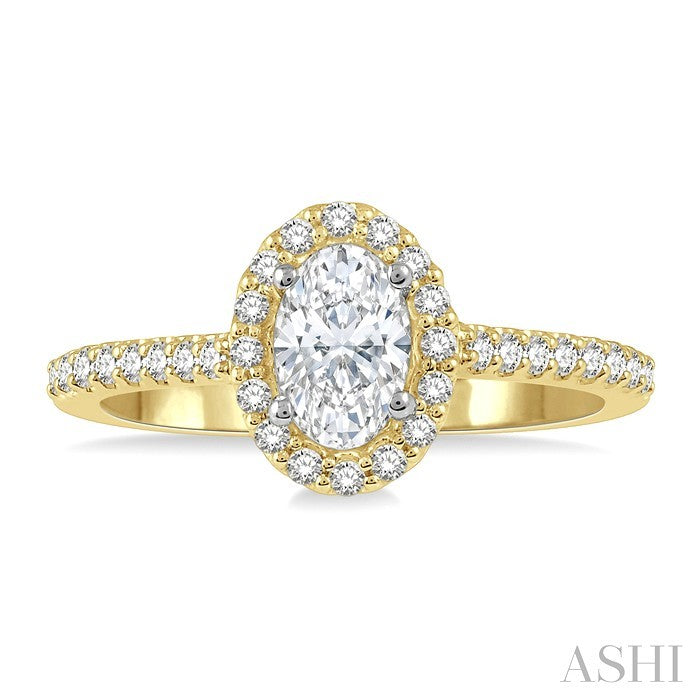 Oval Shape Halo Diamond Engagement Ring