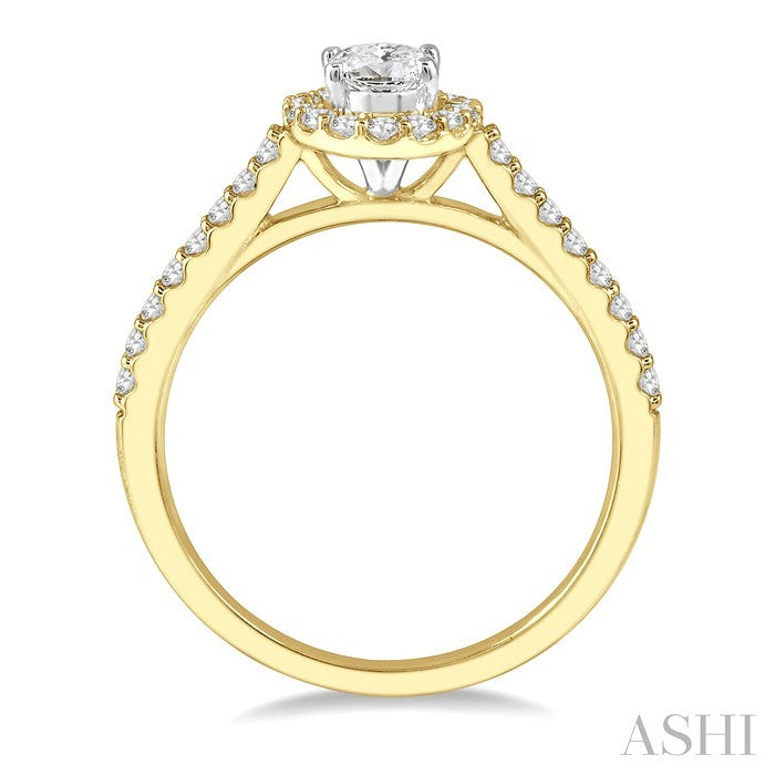 Oval Shape Semi-Mount Halo Diamond Engagement Ring
