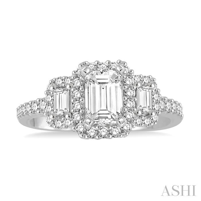 Emerald Shape Halo Diamond Engagement Ring