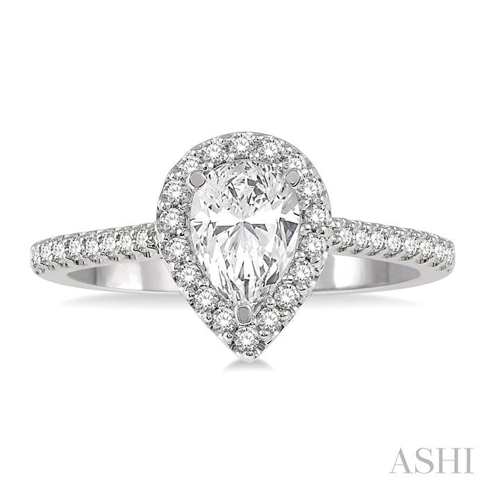 Pear Shape Halo Diamond Engagement Ring