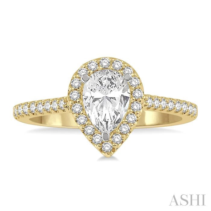 Pear Shape Halo Diamond Engagement Ring