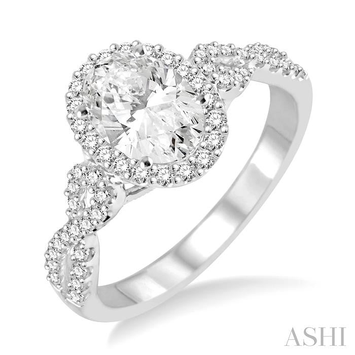 Oval Shape Halo Diamond Engagement Ring