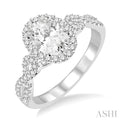 Oval Shape Halo Diamond Engagement Ring