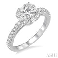 Princess Shape Halo Diamond Engagement Ring