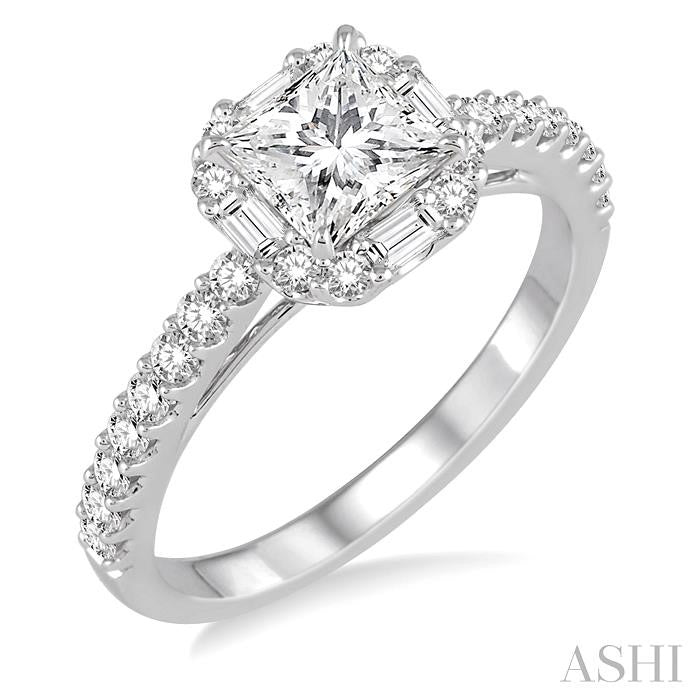 Princess Shape Halo Diamond Engagement Ring