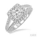 Princess Shape Halo Diamond Engagement Ring
