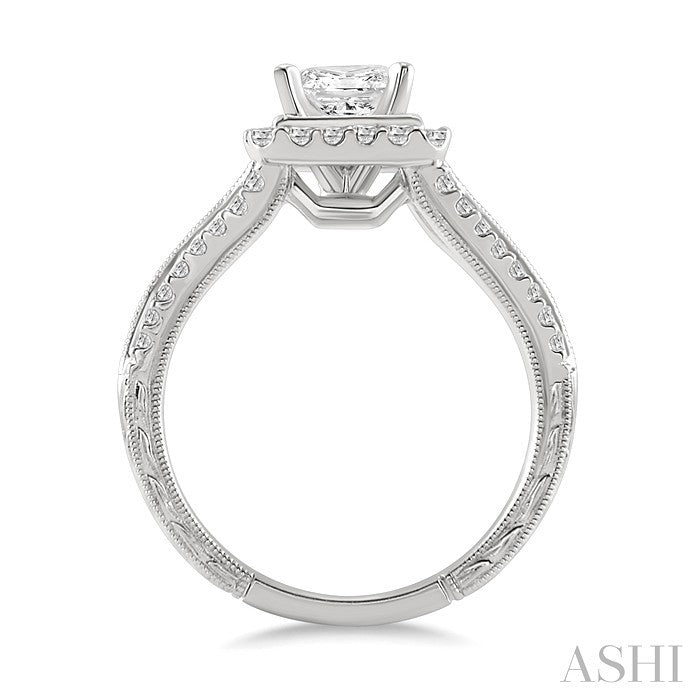 Princess Shape Halo Diamond Engagement Ring