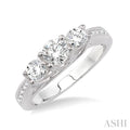 Round Shape Past Present & Future Diamond Engagement Ring