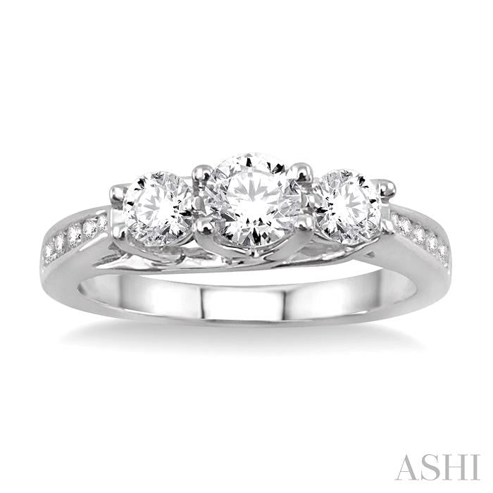 Round Shape Past Present & Future Diamond Engagement Ring