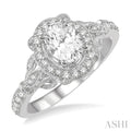 Oval Shape Semi-Mount Halo Diamond Engagement Ring