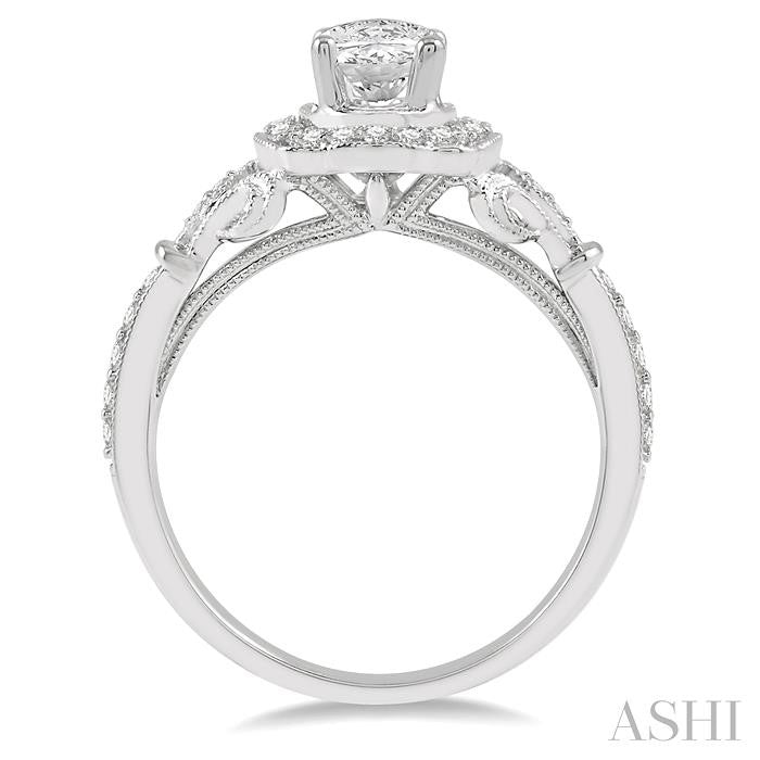 Oval Shape Semi-Mount Halo Diamond Engagement Ring