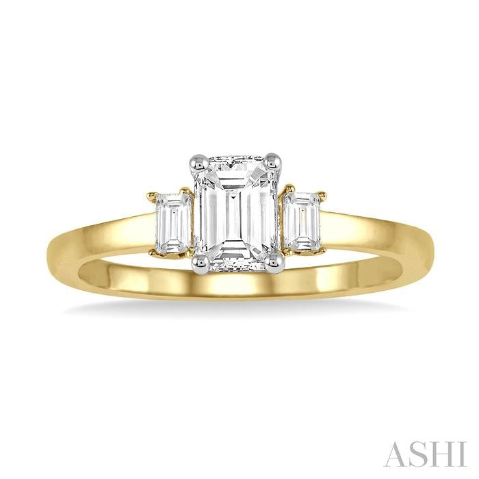Emerald Shape Semi-Mount Diamond Engagement Ring
