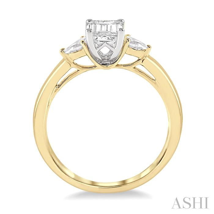 Emerald Shape Semi-Mount Diamond Engagement Ring