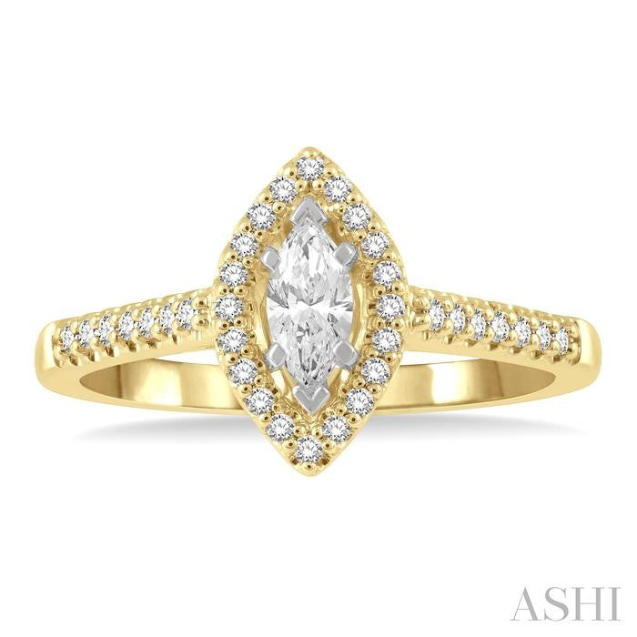 Marquise Shape Semi-Mount Halo Diamond Engagement Ring