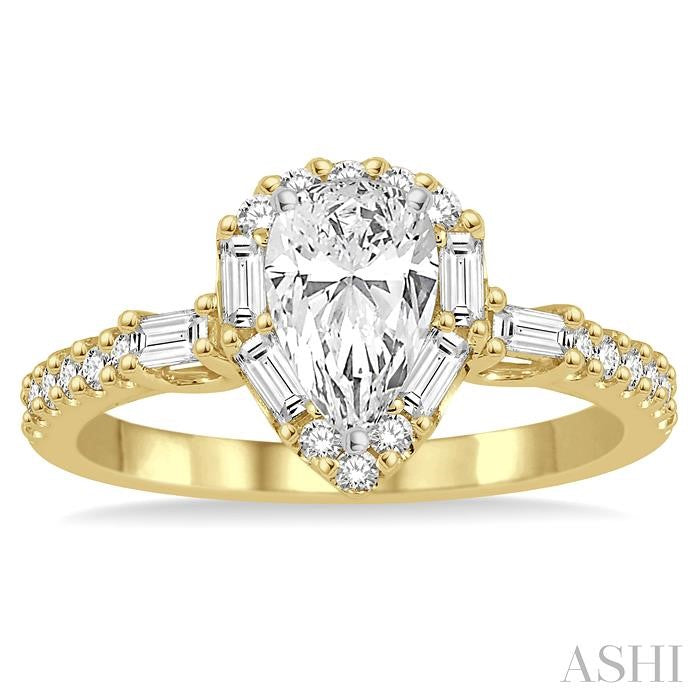 Pear Shape Halo Diamond Engagement Ring