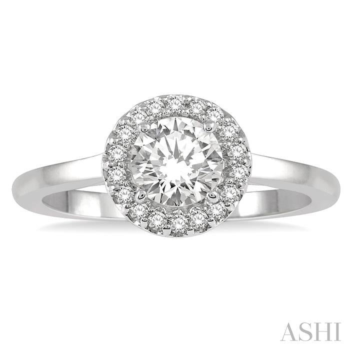 Round Shape Semi-Mount Halo Diamond Engagement Ring