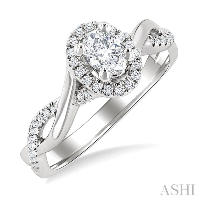 Oval Shape Halo Diamond Engagement Ring