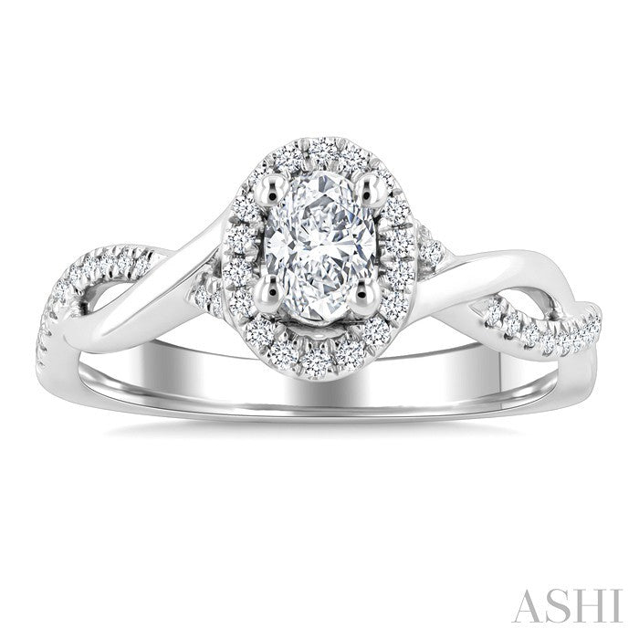 Oval Shape Halo Diamond Engagement Ring