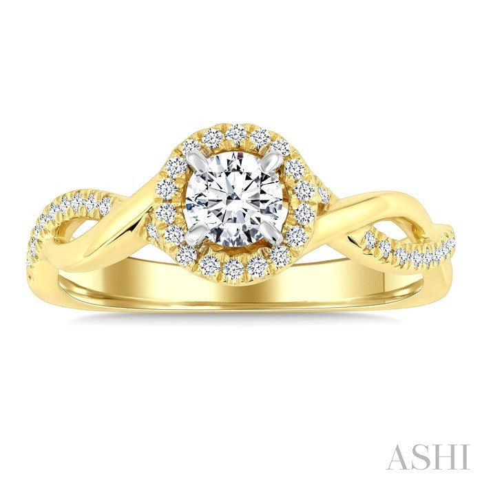Round Shape Semi-Mount Halo Diamond Engagement Ring