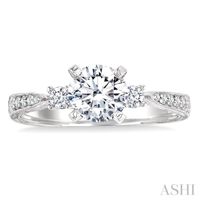 Round Shape Past Present & Future Diamond Engagement Ring