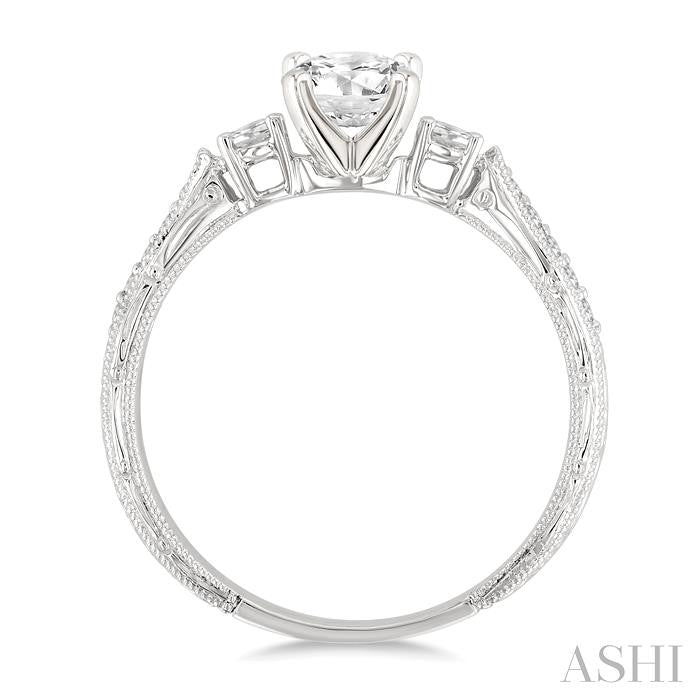 Round Shape Past Present & Future Diamond Engagement Ring