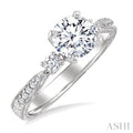 Round Shape Past Present & Future Semi-Mount Diamond Engagement Ring