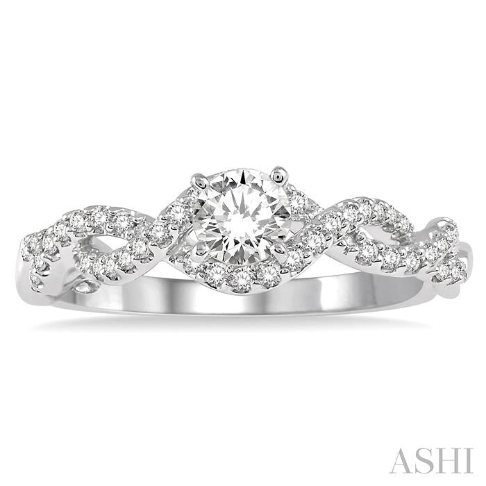 Round Shape Semi-Mount Diamond Engagement Ring