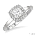 Princess Shape Halo Diamond Engagement Ring