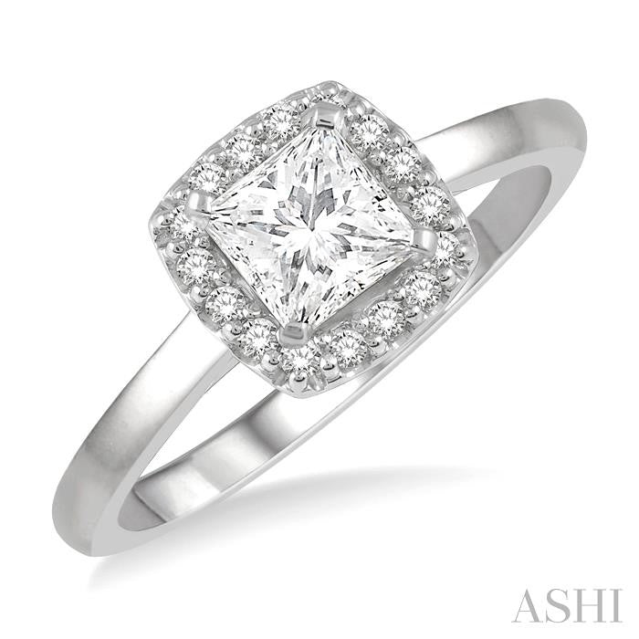 Princess Shape Halo Diamond Engagement Ring