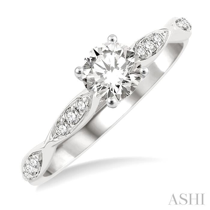 Round Shape Semi-Mount Diamond Engagement Ring