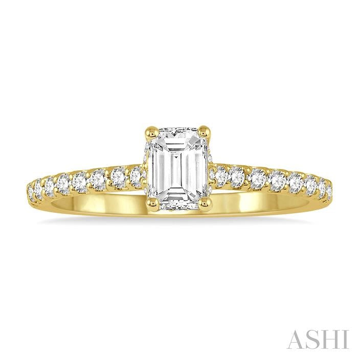 Emerald Shape Semi-Mount Diamond Engagement Ring