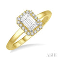 Emerald Shape Halo Diamond Engagement Ring