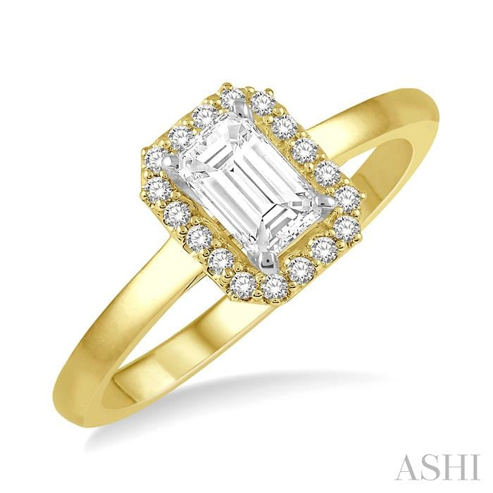 Emerald Shape Halo Diamond Engagement Ring