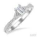 Emerald Shape Semi-Mount Diamond Engagement Ring