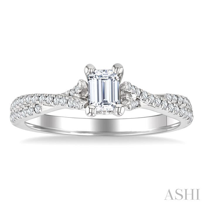 Emerald Shape Semi-Mount Diamond Engagement Ring