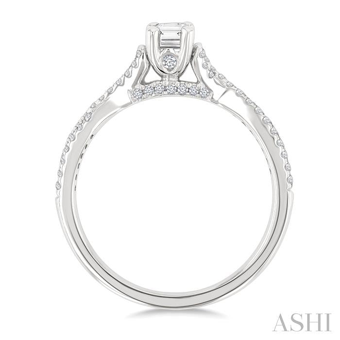 Emerald Shape Semi-Mount Diamond Engagement Ring