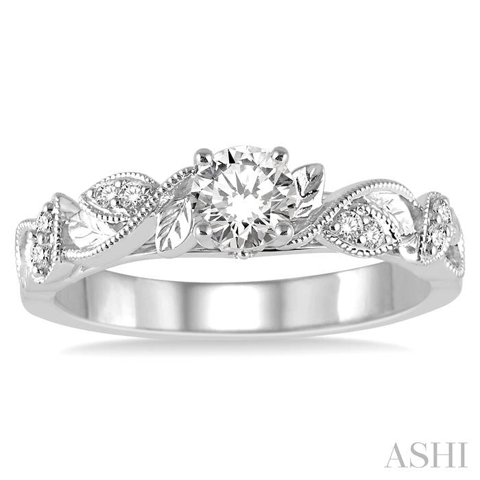 Round Shape Semi-Mount Diamond Engagement Ring
