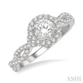 Round Shape Semi-Mount Halo Diamond Engagement Ring