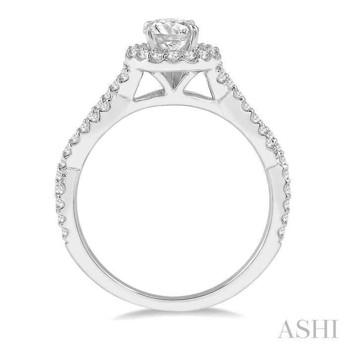 Round Shape Semi-Mount Halo Diamond Engagement Ring