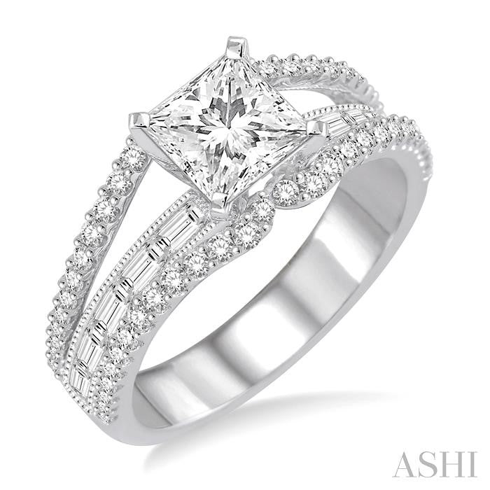 Princess Shape Semi-Mount Diamond Engagement Ring